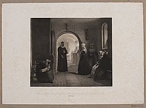 En kones højtidelige kirkegang efter barsesfærd by Adolph Kittendorff