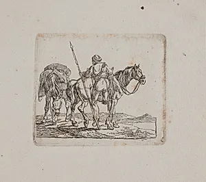 En kosak, der stiger til hest by Christian David Gebauer