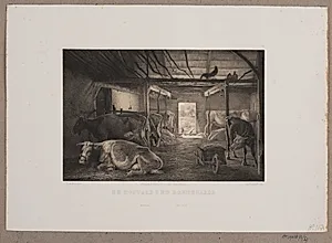 En kostald i en bondegård by Adolph Kittendorff