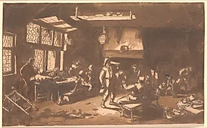 En krostue med talrige gæster by Adriaen van Ostade
