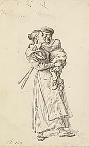 En kvinde bærer en krøbling by Wilhelm Marstrand