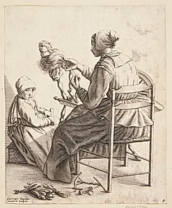 En kvinde, der spinder