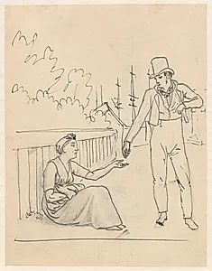 En kvinde modtager en almisse by C.W. Eckersberg