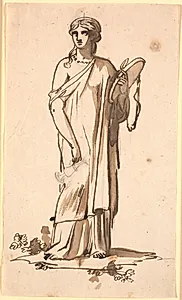 En kvindefigur med en kande i højre hånd by Nicolai Abildgaard