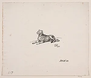 En liggende hund by Ubekendt
