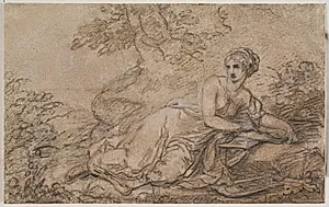 En liggende kvindelig digter, sandsynligvis Sappho by Angelica Kauffmann