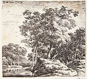 En lille bakke med to træer by Herman Naiwincx