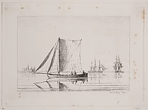 En lodsbåd ved Kronborg by Emanuel Larsen