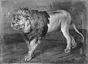 En løve i et landskab by Philipp Ferdinand de Hamilton