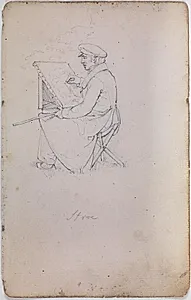 En maler siddende i det fri med sit staffeli by Constantin Hansen