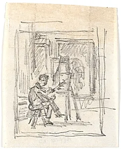 En maler ved sit staffeli by Martinus Rørbye