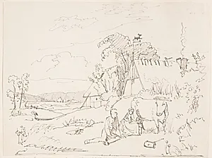 En malkescene, indklæbet side 14 by Johan Thomas Lundbye