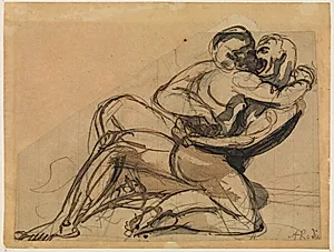 En mand der omfavner en kvinde by Auguste Rodin