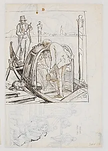 En mand hilser på to i en overdækket gondol by Wilhelm Marstrand