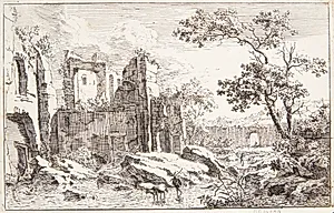 En mand og en okse i en flodseng by Jan Smees