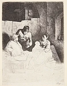 En mor med sit barn i en krostue by Cornelis Pietersz Bega