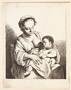 En mor med sit barn by Cornelis Pietersz Bega