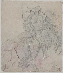 En nøgen rytter i galop mod højre by Auguste Rodin
