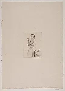 En pige drikker kaffe by Georg Achen