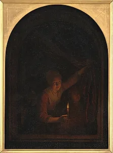 En pige med et lys by Gerard Dou