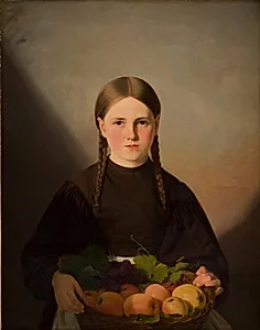 En pige med frugter i en kurv by Jørgen Roed