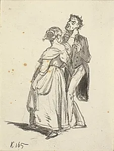 En pige trækker en mand i øret by Wilhelm Marstrand