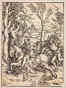 En ridder og en landskægt by Albrecht Dürer