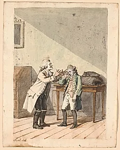 En scene af P.A. Heibergs "De Vonner og de Vanner". by Jens Juel