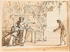 En scene fra Salomon Gessners idyl "Le premier navigateur" by Jens Juel