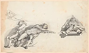 En scene på Mont Salève, Schweiz, efter et drikkelag by Jens Juel
