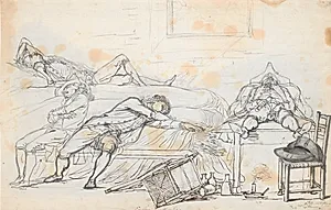 En scene på Mont Salève, Schweiz, efter et drikkelag by Jens Juel