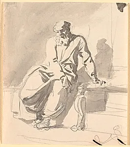 En siddende antik mandsfigur, antagelig Anacreon by Nicolai Abildgaard