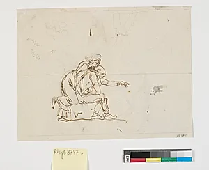 En siddende bondemand, og lænet til hans ryg en kvinde by Nicolai Abildgaard