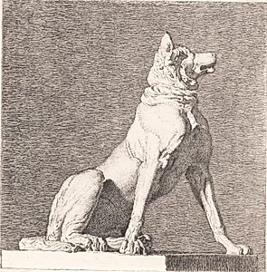 En siddende hund efter en antik på Charlottenborg by Christen Købke