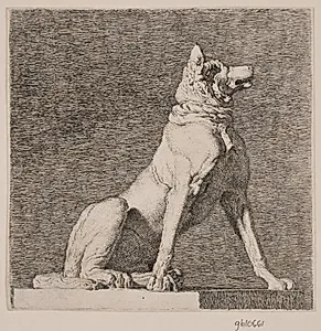 En siddende hund efter en antik på Charlottenborg by Christen Købke