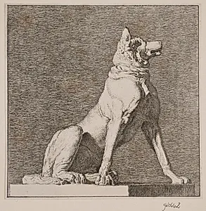 En siddende hund efter en antik på Charlottenborg by Christen Købke