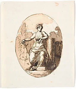 En siddende kvindefigur, allegori på styrken eller bestandigheden by Nicolai Abildgaard
