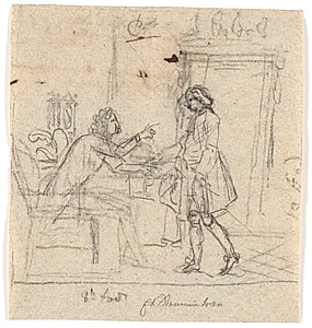 En siddende og en stående herre i samtale by Nicolai Abildgaard
