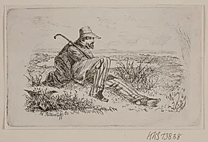 En siddende vandrer by Adolph Kittendorff