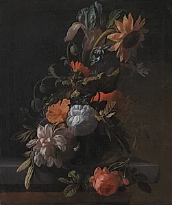 En skål med blomster by Elias van den Broeck