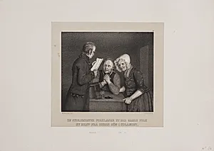 En skolemester forelæser et par gamle folk et brev fra deres søn i udlandet. by Adolph Kittendorff