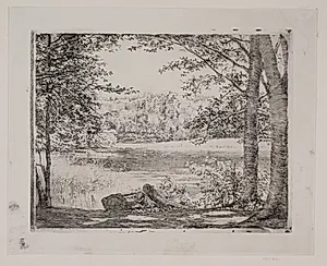 En skovsø ved Hellebæk by Carl Bloch