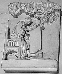 En skriver, evangelisten Matthæus?, og en engel by Ubekendt