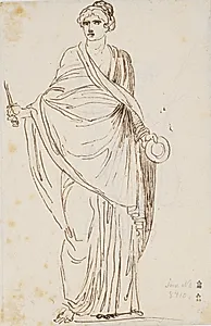 En stående draperet kvindefigur by Nicolai Abildgaard