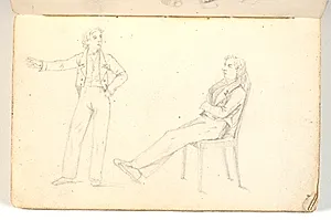En stående og en siddende mand by Martinus Rørbye