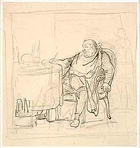 En tyk mand ved middagsbordet by Wilhelm Marstrand