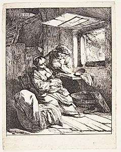 En ung mor med sit barn by Cornelis Pietersz Bega
