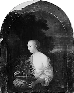 En ung pige med en blomstervase by Adriaen van der Werff