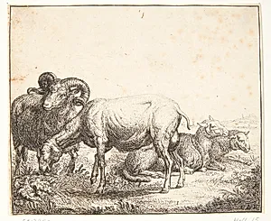 En vædder og nogle får by Simon de Vlieger