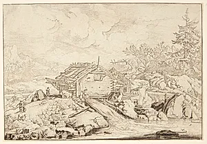 En vandmølle by Allaert van Everdingen